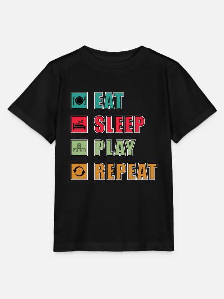 Eat Sleep Gaming Repeat - Stanley/Stella Kinder T-Shirt MINI CREATOR - Schwarz