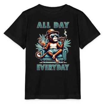 All day, everyday - Faulheit entspannen - Stanley/Stella Kinder T-Shirt MINI CREATOR  - Schwarz - Vorne - Mikhail (115cm)