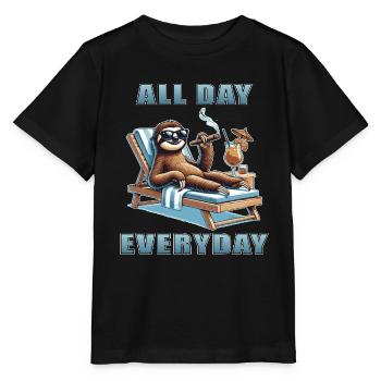 Drôle paresseux paresse relaxant lève-tard - T-shirt bio MINI CREATOR Stanley/Stella Enfant - noir - Devant - Mikhail (115cm)
