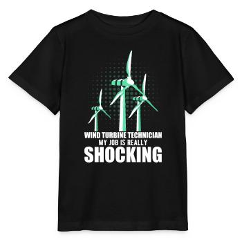 Éolienne, énergie éolienne, énergie éolienne - T-shirt bio MINI CREATOR Stanley/Stella Enfant - noir - Devant - Mikhail (115cm)