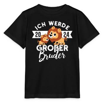 Löwe Einzelkind Schwangerschaft Großer Bruder 2024 - Stanley/Stella Kinder T-Shirt MINI CREATOR  - Schwarz - Vorne - Mikhail (115cm)