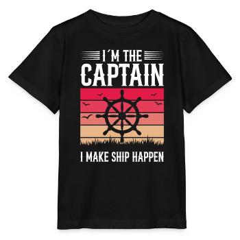 Bateau Yacht Bateau Vintage Capitaine - T-shirt bio MINI CREATOR Stanley/Stella Enfant - noir - Devant - Mikhail (115cm)