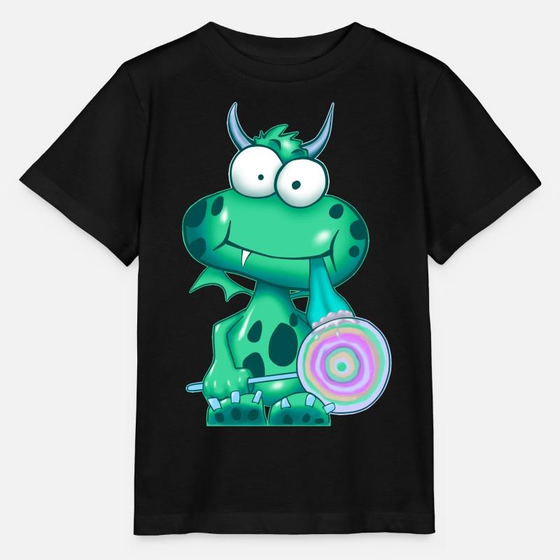 Grünes Monster mit Lolli - Stanley/Stella Kinder T-Shirt MINI CREATOR  - Schwarz