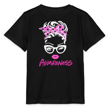 Sensibilisation au cancer du sein - T-shirt bio MINI CREATOR Stanley/Stella Enfant - noir - Devant - Mikhail (115cm)