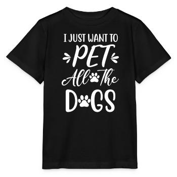 Ich will nur alle Hunde streicheln - Stanley/Stella Kinder T-Shirt MINI CREATOR  - Schwarz - Vorne - Mikhail (115cm)
