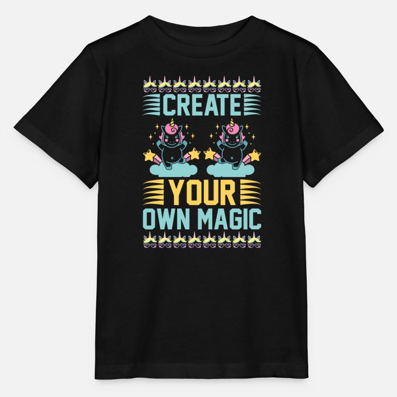 Create your own magic Unicorn - Stanley/Stella MINI CREATOR Kids’ T-Shirt - black