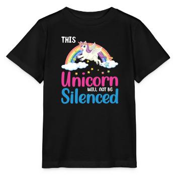 Licorne Einhorn réduite au silence - T-shirt bio MINI CREATOR Stanley/Stella Enfant - noir - Devant - Mikhail (115cm)