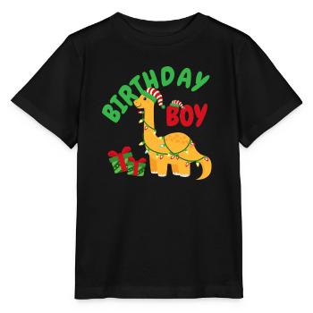 Christmas December Dinosaur Birthday - Stanley/Stella MINI CREATOR Kids’ T-Shirt - black - Front - Mikhail (115cm)