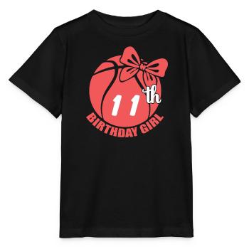 Basketball 11. Geburtstag Basketballerin - Stanley/Stella Kinder T-Shirt MINI CREATOR  - Schwarz - Vorne - Mikhail (115cm)