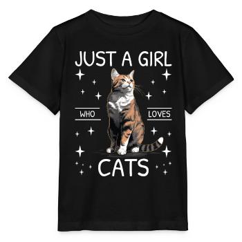 Chat Juste une fille qui aime les chats - T-shirt bio MINI CREATOR Stanley/Stella Enfant - noir - Devant - Mikhail (115cm)