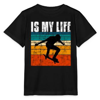 Skate is my life Skateboard Skateboarding Gift - Stanley/Stella MINI CREATOR Kids’ T-Shirt - black - Front - Mikhail (115cm)