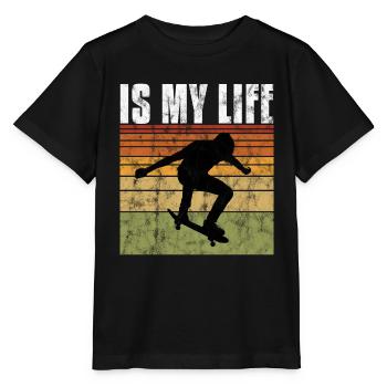 Skate is my life Skateboard Skateboarding Gift - Stanley/Stella MINI CREATOR Kids’ T-Shirt - black - Front - Mikhail (115cm)