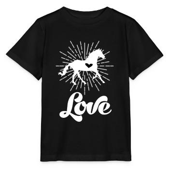 Horse with heart horsewoman riding horse stables - Stanley/Stella MINI CREATOR Kids’ T-Shirt - black - Front - Mikhail (115cm)