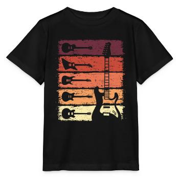 Gitarre Retro E-Gitarre Gitarrist - Stanley/Stella Kinder T-Shirt MINI CREATOR  - Schwarz - Vorne - Mikhail (115cm)