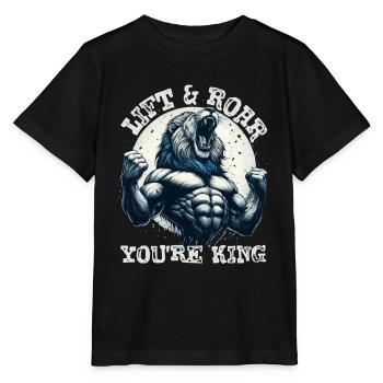 LIFT & ROAR: YOU'RE KING, A BODY BUILDER LION - Stanley/Stella MINI CREATOR Kids’ T-Shirt - black - Front - Mikhail (115cm)