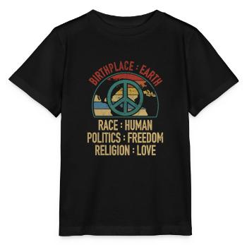 Lieu de naissance Terre Race Liberté humaine Religion Amour - T-shirt bio MINI CREATOR Stanley/Stella Enfant - noir - Devant - Mikhail (115cm)