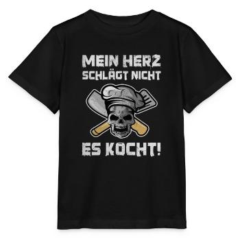 Mein Herz Schlägt Nicht Es Kocht Koch Chefkoch - Stanley/Stella Kinder T-Shirt MINI CREATOR  - Schwarz - Vorne - Mikhail (115cm)
