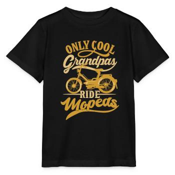 Cool Grandpas Ride Cyclomoteur Cyclomoteur Grand-Père Mobylette Mobylette Mokick - T-shirt bio MINI CREATOR Stanley/Stella Enfant - noir - Devant - Mikhail (115cm)