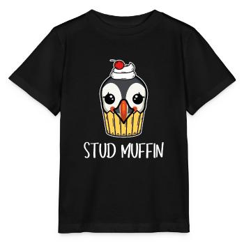 Stud Muffin Puffin Papageientaucher Wortspiel - Stanley/Stella Kinder T-Shirt MINI CREATOR  - Schwarz - Vorne - Mikhail (115cm)