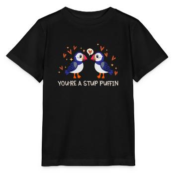 Stud Puffin Herzen Papageientaucher Liebe Seevogel - Stanley/Stella Kinder T-Shirt MINI CREATOR  - Schwarz - Vorne - Mikhail (115cm)