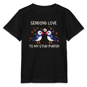 Sending Love To My Stud Puffin Liebe Beziehung - Stanley/Stella Kinder T-Shirt MINI CREATOR  - Schwarz - Vorne - Mikhail (115cm)