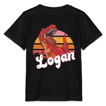 LOGAN - Beau prénom de garçon avec T-REX Dino - T-shirt bio MINI CREATOR Stanley/Stella Enfant - noir - Devant - Mikhail (115cm)
