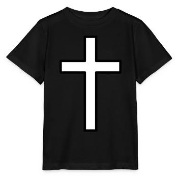 schlichtes schickes Kreuz - Stanley/Stella Kinder T-Shirt MINI CREATOR  - Schwarz - Vorne - Mikhail (115cm)