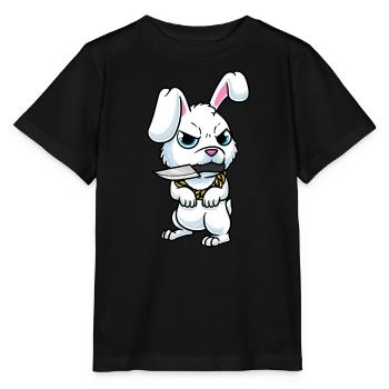 Lapin mignon avec couteau Lapin blanc - T-shirt bio MINI CREATOR Stanley/Stella Enfant - noir - Devant - Mikhail (115cm)