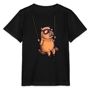Capybara Schaukeln Schaukel Lustig - Stanley/Stella Kinder T-Shirt MINI CREATOR  - Schwarz - Vorne - Mikhail (115cm)