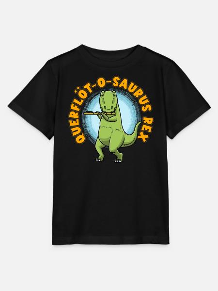 Querflöt-O-Saurus Rex Dinosaurier Querflöte - Stanley/Stella Kinder T-Shirt MINI CREATOR - Schwarz