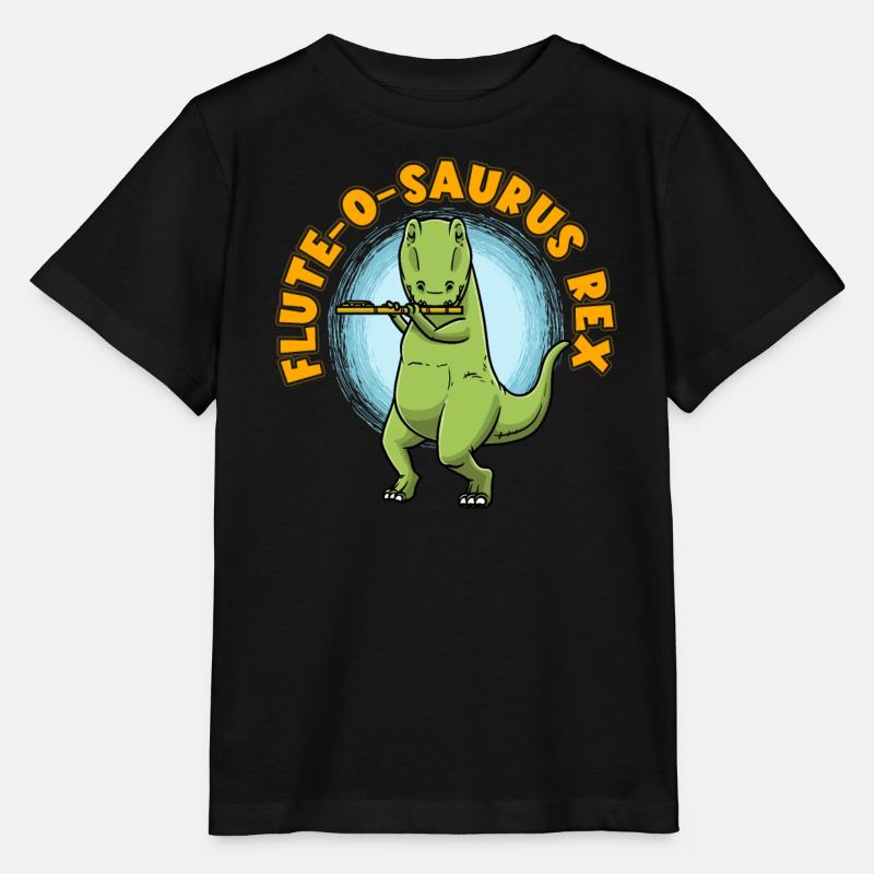 Flûte-o-saurus Rex T-Rex Flûte dinosaure - T-shirt bio MINI CREATOR Stanley/Stella Enfant - noir
