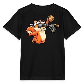 Eichhörnchen Spielt Basketball Sport Nagetier - Stanley/Stella Kinder T-Shirt MINI CREATOR  - Schwarz - Vorne - Mikhail (115cm)