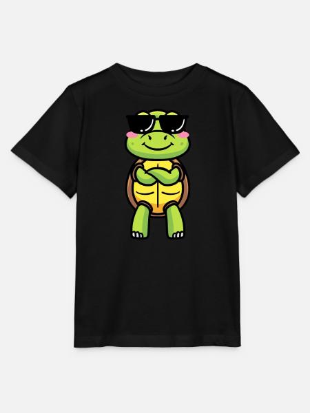 Meeresschildkröte Mit Sonnenbrille Emoticon - Stanley/Stella Kinder T-Shirt MINI CREATOR - Schwarz