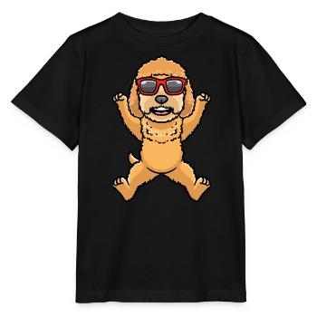 Goldendoodle dog dancing with sunglasses - Stanley/Stella MINI CREATOR Kids’ T-Shirt - black - Front - Mikhail (115cm)