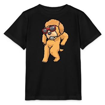 Goldendoodle dog dancing with sunglasses - Stanley/Stella MINI CREATOR Kids’ T-Shirt - black - Front - Mikhail (115cm)