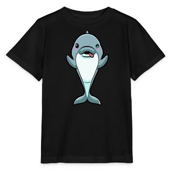 Émoticône de dauphin - T-shirt bio MINI CREATOR Stanley/Stella Enfant - noir - Devant - Mikhail (115cm)