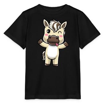 Émoticône Kawaii Cheval du Fjord - T-shirt bio MINI CREATOR Stanley/Stella Enfant - noir - Devant - Mikhail (115cm)