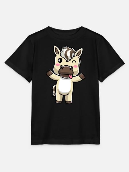 Fjordpferd Kawaii Emoticon - Stanley/Stella Kinder T-Shirt MINI CREATOR - Schwarz