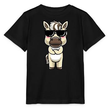 Émoticône Kawaii Cheval du Fjord - T-shirt bio MINI CREATOR Stanley/Stella Enfant - noir - Devant - Mikhail (115cm)