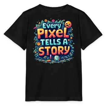Chaque pixel raconte une histoire - Retro Gaming - T-shirt bio MINI CREATOR Stanley/Stella Enfant - noir - Devant - Mikhail (115cm)
