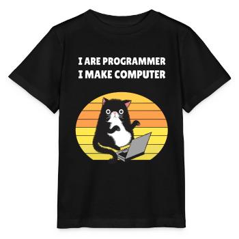 I are Programmer I Make Computer - Stanley/Stella Kinder T-Shirt MINI CREATOR  - Schwarz - Vorne - Mikhail (115cm)