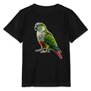 Grünwangen-Conure-Zeichnung Conure-Papagei - Stanley/Stella Kinder T-Shirt MINI CREATOR  - Schwarz - Vorne - Mikhail (115cm)