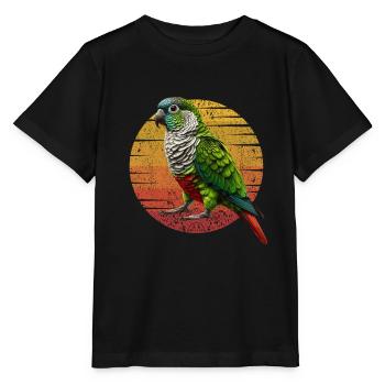 Grünwangen-Conure Lustiger Conure-Papagei - Stanley/Stella Kinder T-Shirt MINI CREATOR  - Schwarz - Vorne - Mikhail (115cm)
