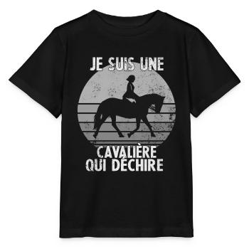 Je suis Une cavalière Qui déchire - T-shirt bio MINI CREATOR Stanley/Stella Enfant - noir - Devant - Mikhail (115cm)