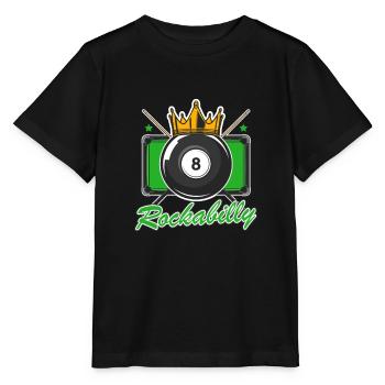 Rockabilly 50er Jahre Billard Spieler - Stanley/Stella Kinder T-Shirt MINI CREATOR  - Schwarz - Vorne - Mikhail (115cm)