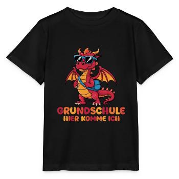Einschulung 1. Klasse Drache - Stanley/Stella Kinder T-Shirt MINI CREATOR  - Schwarz - Vorne - Mikhail (115cm)