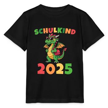 Schulkind 2025 Drache Junge Einschulung - Stanley/Stella Kinder T-Shirt MINI CREATOR  - Schwarz - Vorne - Mikhail (115cm)