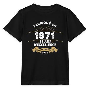 Made in 1971 53 Years of Original Excellence - Stanley/Stella MINI CREATOR Kids’ T-Shirt - black - Front - Mikhail (115cm)