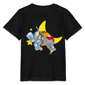 Benjamin Blümchen als Astronaut im Weltall - Stanley/Stella Kinder T-Shirt MINI CREATOR  - Schwarz - Vorne - Mikhail (115cm)