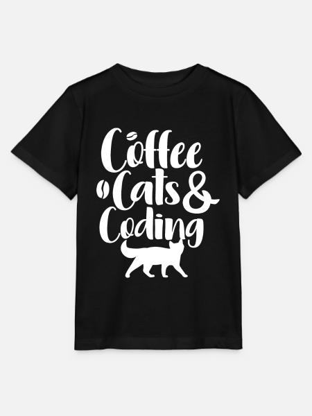 Coffee Cats And Coding - Stanley/Stella Kinder T-Shirt MINI CREATOR - Schwarz